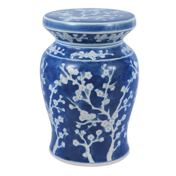 Cherry Blossom 17.75" Ceramic Garden Stool - JONATHAN Y
